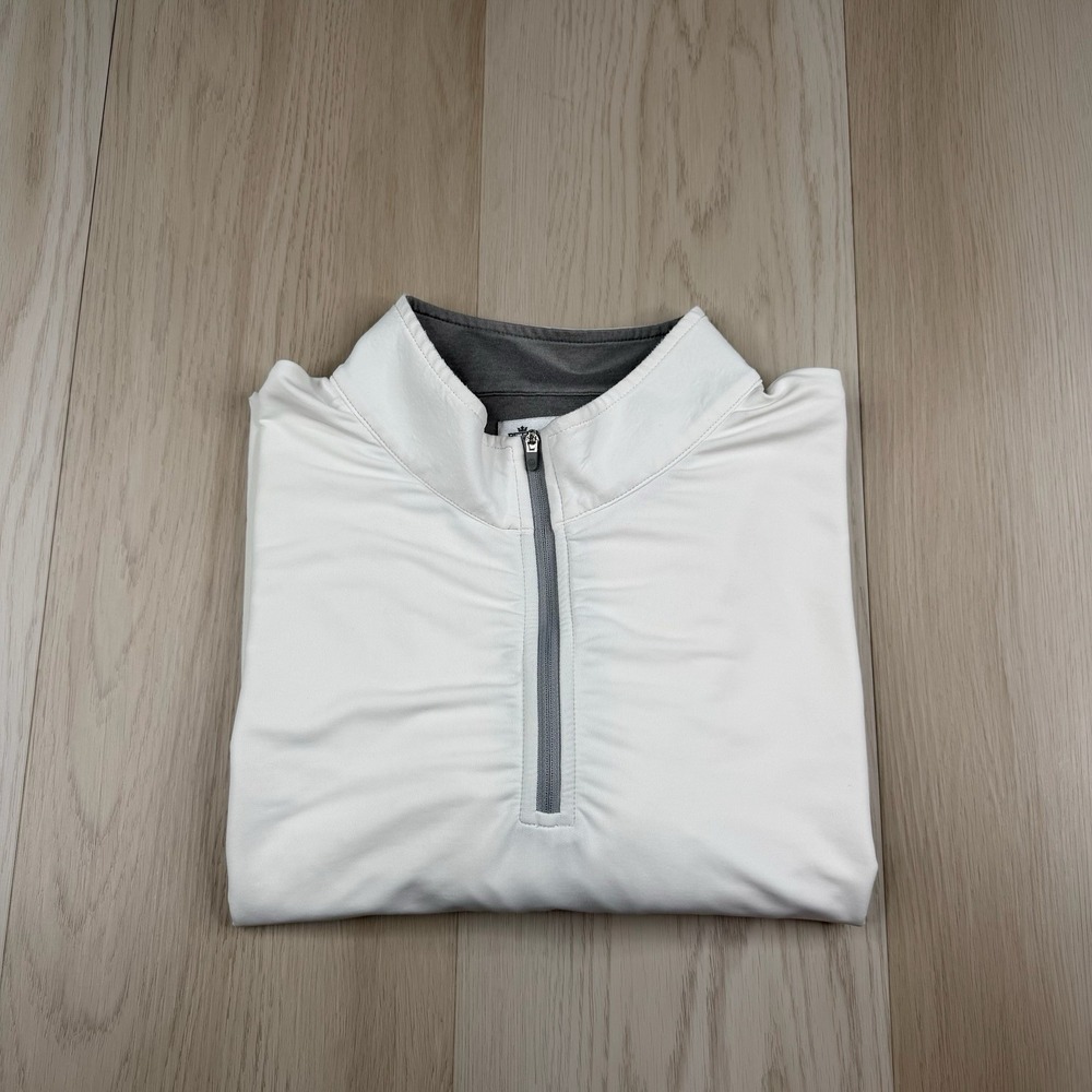 PETER MILLAR Perth Melange 1/4 zip White golf Mens XXL pullover mock performance